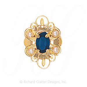 GS437 S/PL - 14 Karat Gold Slide with Sapphire center and Pearl accents 